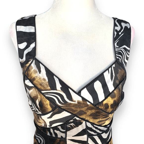 Vintage Y2K Cache Silk Animal Print Bustier Tank Top Zebra Leopard Clubwear XS - Picture 3 of 10